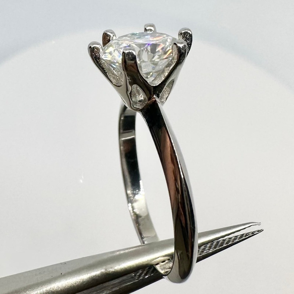 Moissanite Diamond Engagement Ring Six Prong Wedding GRA 18K 3 Ct Size 6 - Picture 7 of 12